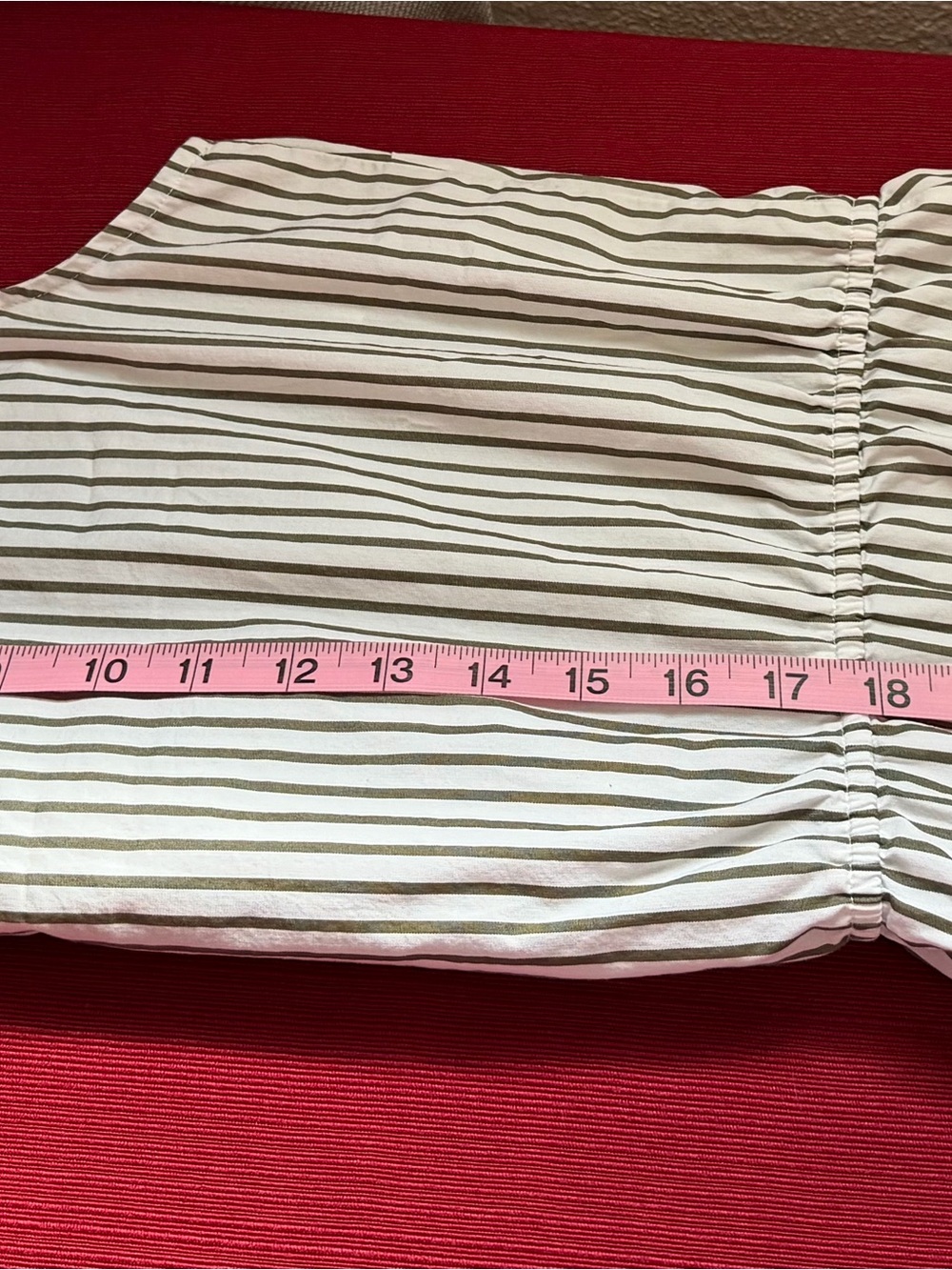 Liz Claiborne White and Olive Stripe Ruffle Sleeveless Top - Picture 7 of 7